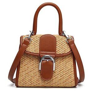 Retro Straw Woven Bag Cross Body Satchel Strap Messenger Satchel